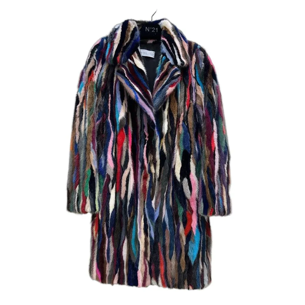 Unsigned Multicolor Coat - IT 40 Pre-owned Black Good - Front View