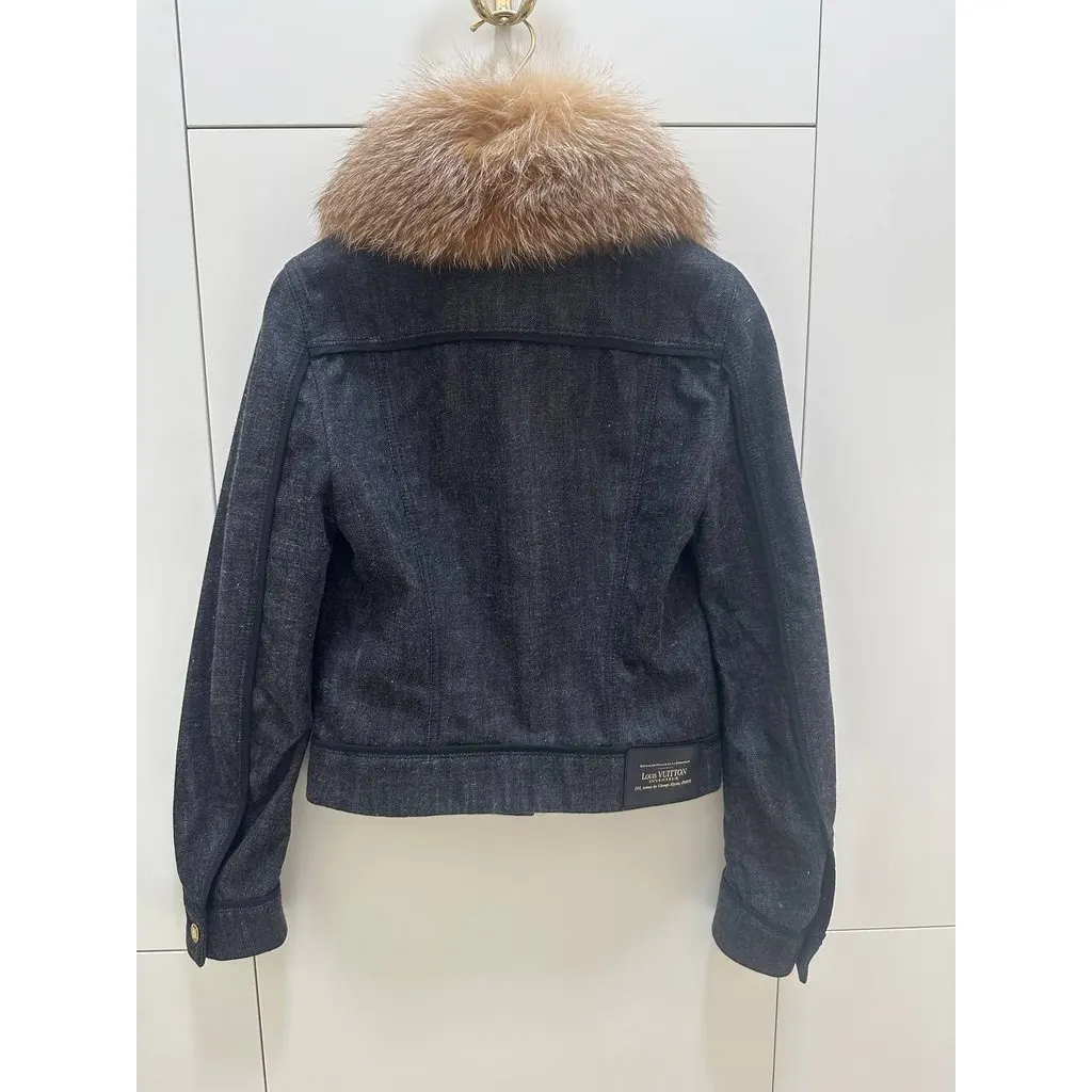 Louis Vuitton Denim Jacket Gold Buttons Women’s Size 36 Pre-owned Gold Denim Good - Back View