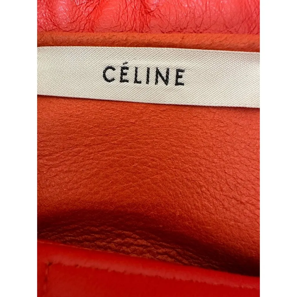 Celine Red & Navy Leather Color Block Hooded Jacket Sz.38 pre-owned Navy Leather Good - Inside View