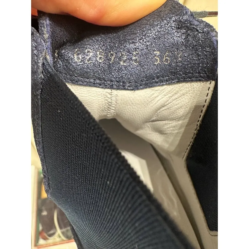 Chanel Navy Quilted High-Top Sneakers - EU 36.5 Pre-owned Navy Lace Good - Box View