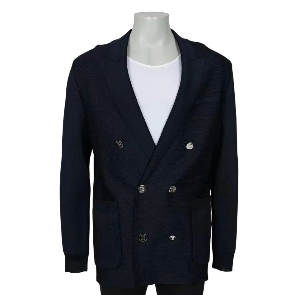 Balmain NWOT Balmain Men's Blue Double Breasted Viscose Cardigan XL Pre-owned