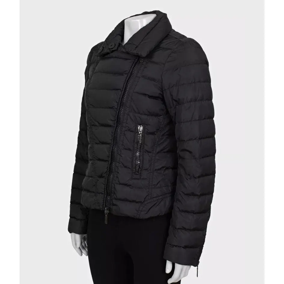 Moncler Black Fitted Down Jacket Asymmetric Zip Detachable Collar S Pre-owned Black Polyamide Good - Back View