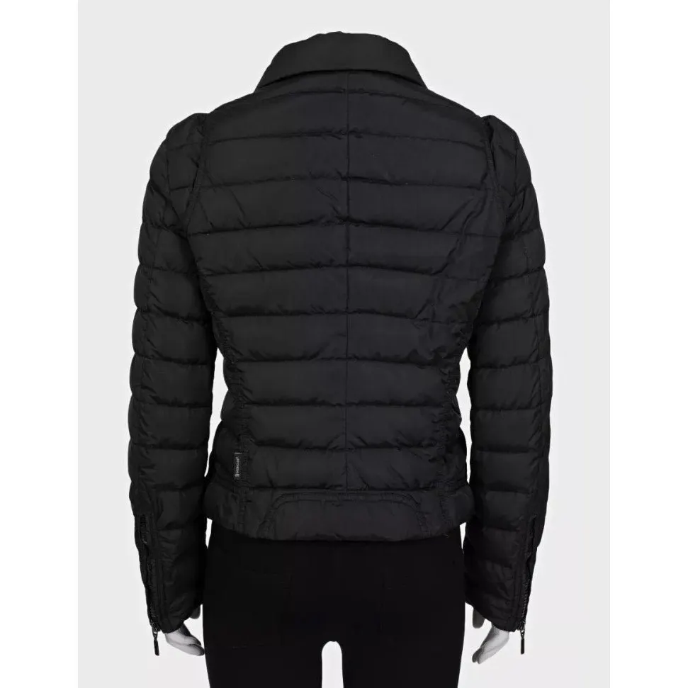Moncler Black Fitted Down Jacket Asymmetric Zip Detachable Collar S Pre-owned Black Polyamide Good - Inside View