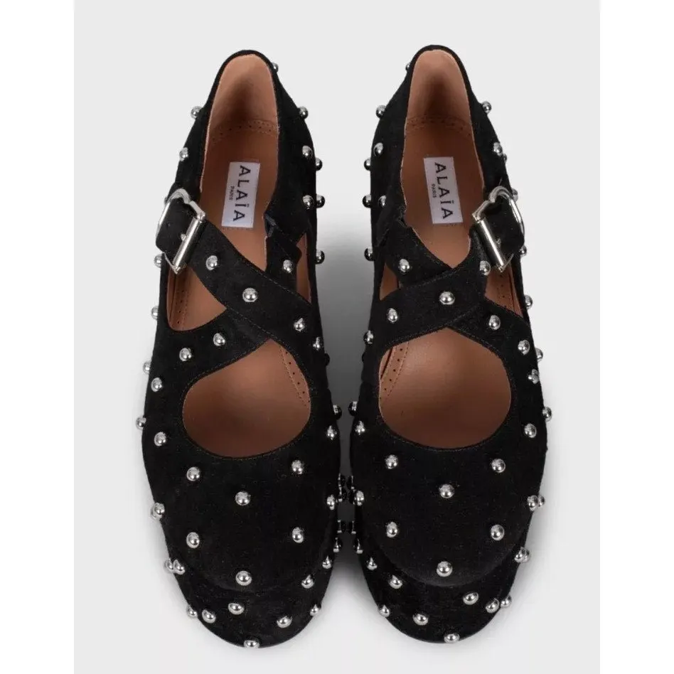 Alaïa NWOB Alaïa Black Suede Wedge Pumps - Size EU 38 Pre-owned Black Suede Never worn - Back View