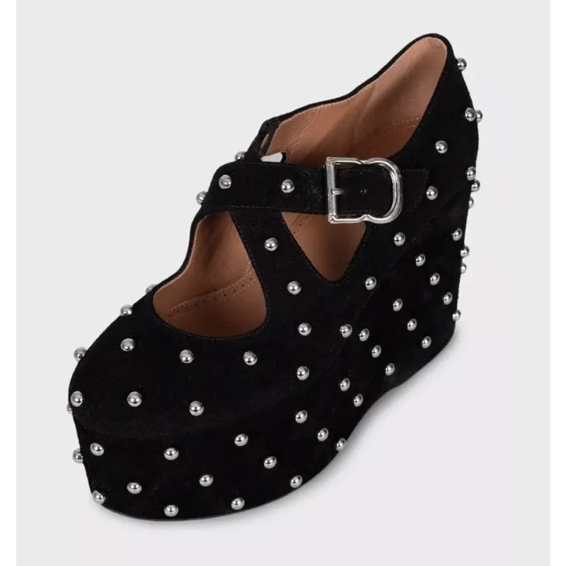 Alaïa NWOB Alaïa Black Suede Wedge Pumps - Size EU 38 Pre-owned Black Suede Never worn - Inside View