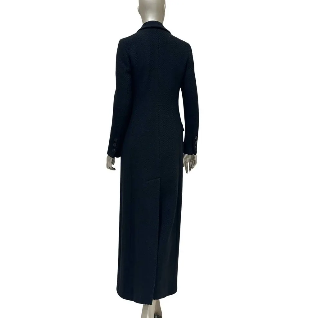 Chanel Fall 2006 Herringbone Wool Coat - FR 38 Pre-owned Navy Wool Good - Back View
