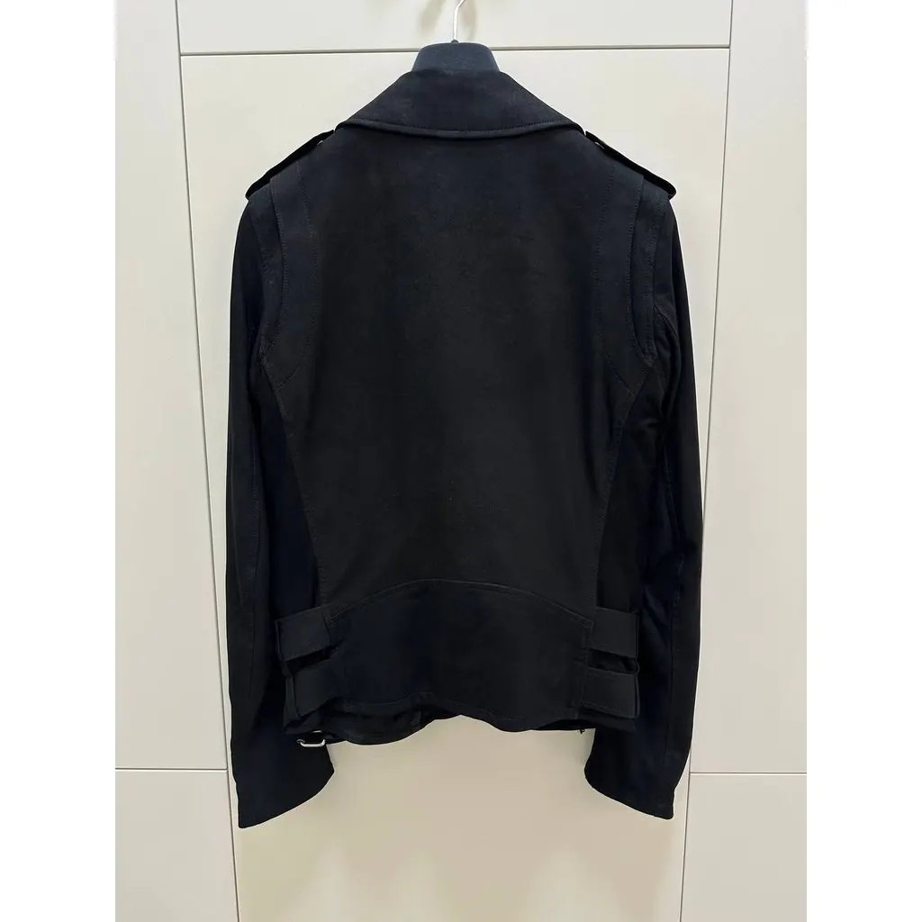 Balmain Black Goatskin Leather Biker Jacket Sz.38 Pre-owned Black Leather Good - Back View