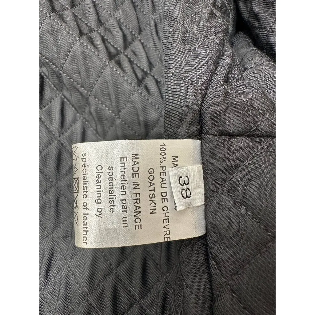 Balmain Black Goatskin Leather Biker Jacket Sz.38 Pre-owned Black Leather Good - Box View