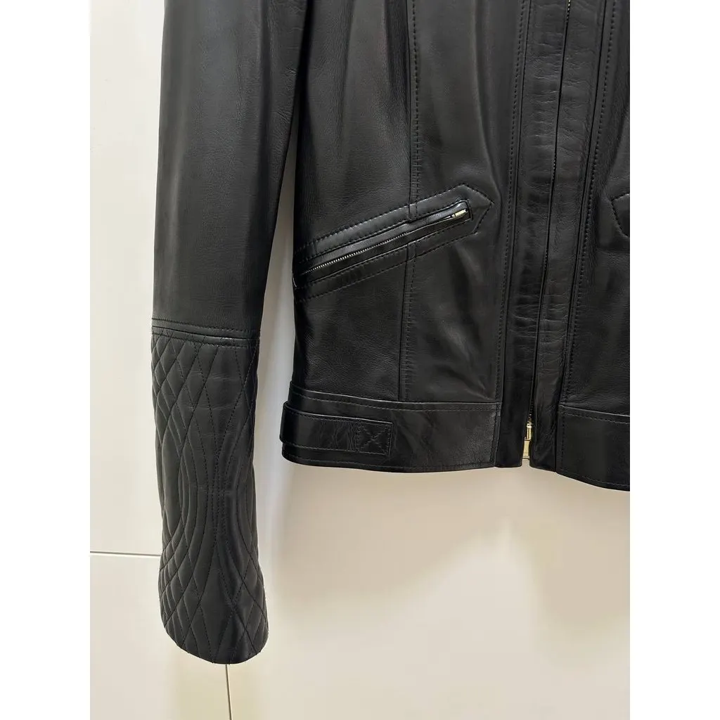 Gucci Black Quilted Leather Jacket Sz 40 Pre-owned Black Leather Good - Inside View