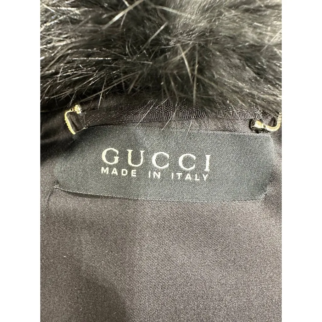 Gucci Black Quilted Leather Jacket Sz 40 Pre-owned Black Leather Good - Model View