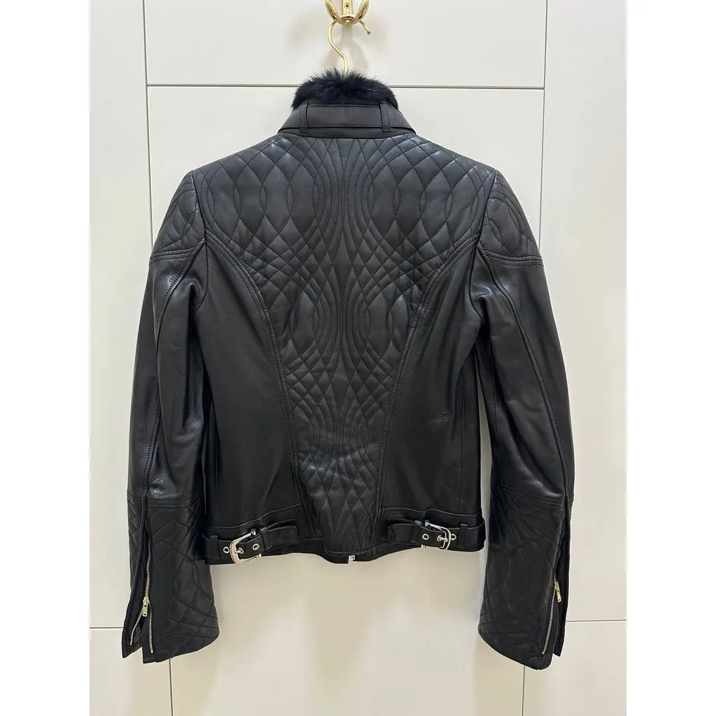 Gucci Black Quilted Leather Jacket Sz 40 Pre-owned Black Leather Good - Box View
