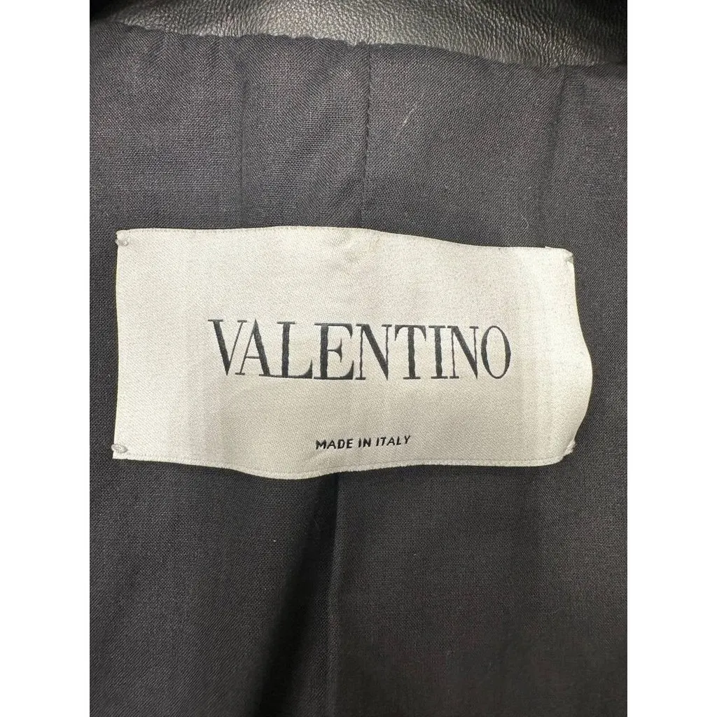 Valentino Black Leather Cropped Fitted Blazer IT 42 Pre-owned Black Leather Good - Inside View