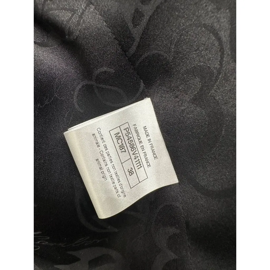 Chanel Black White Houndstooth Tweed Hooded Coat Sz.38 Pre-owned Black Tweed Good - Box View
