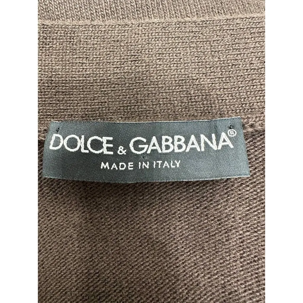 Dolce & Gabbana DG Monogram Wool Cardigan sz.42 pre-owned Brown Wool Good - Model View