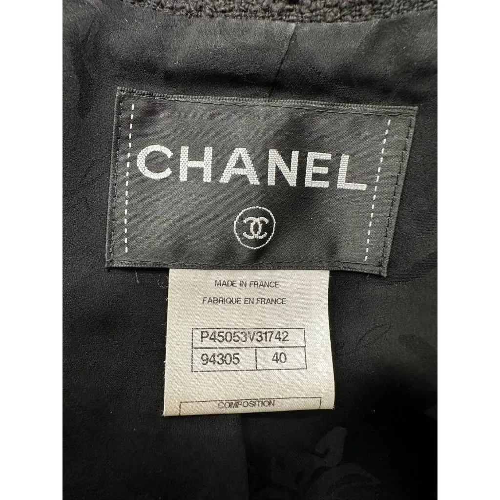 Chanel 2013 Cruise Versailles Black Tweed Jacket CC Buttons Size 40 Pre-owned Black Tweed Good - Box View
