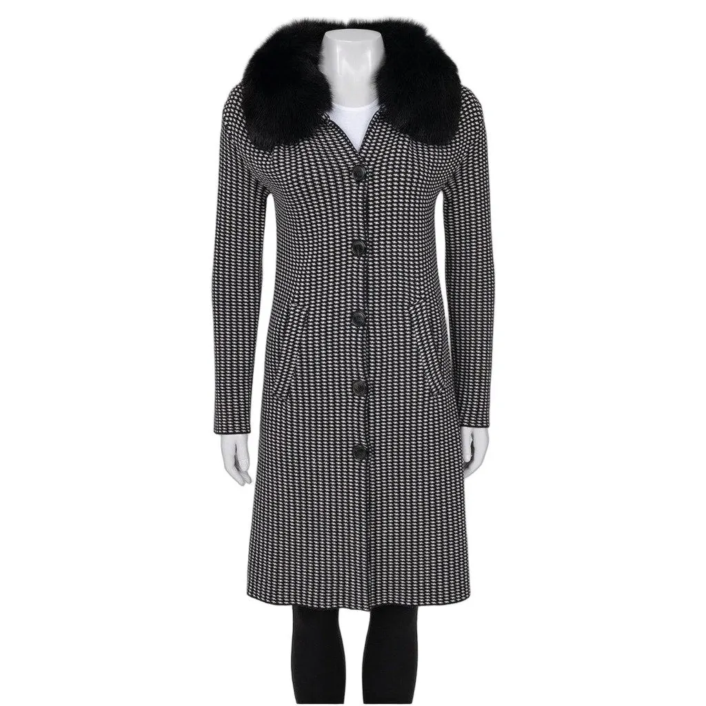 Dior Black & White Wool Coat Sz. S Pre-owned Black Wool Good - Front View