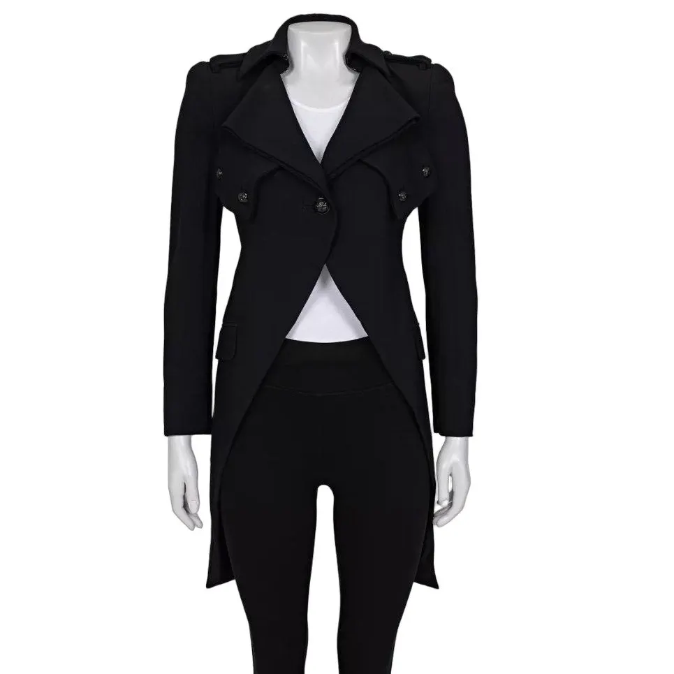 Alexander McQueen Black Tailored Jacket Voluminous Shoulders Pre-owned Black Silk Good - Front View