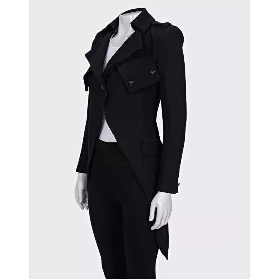 Alexander McQueen Black Tailored Jacket Voluminous Shoulders Pre-owned Black Silk Good - Back View