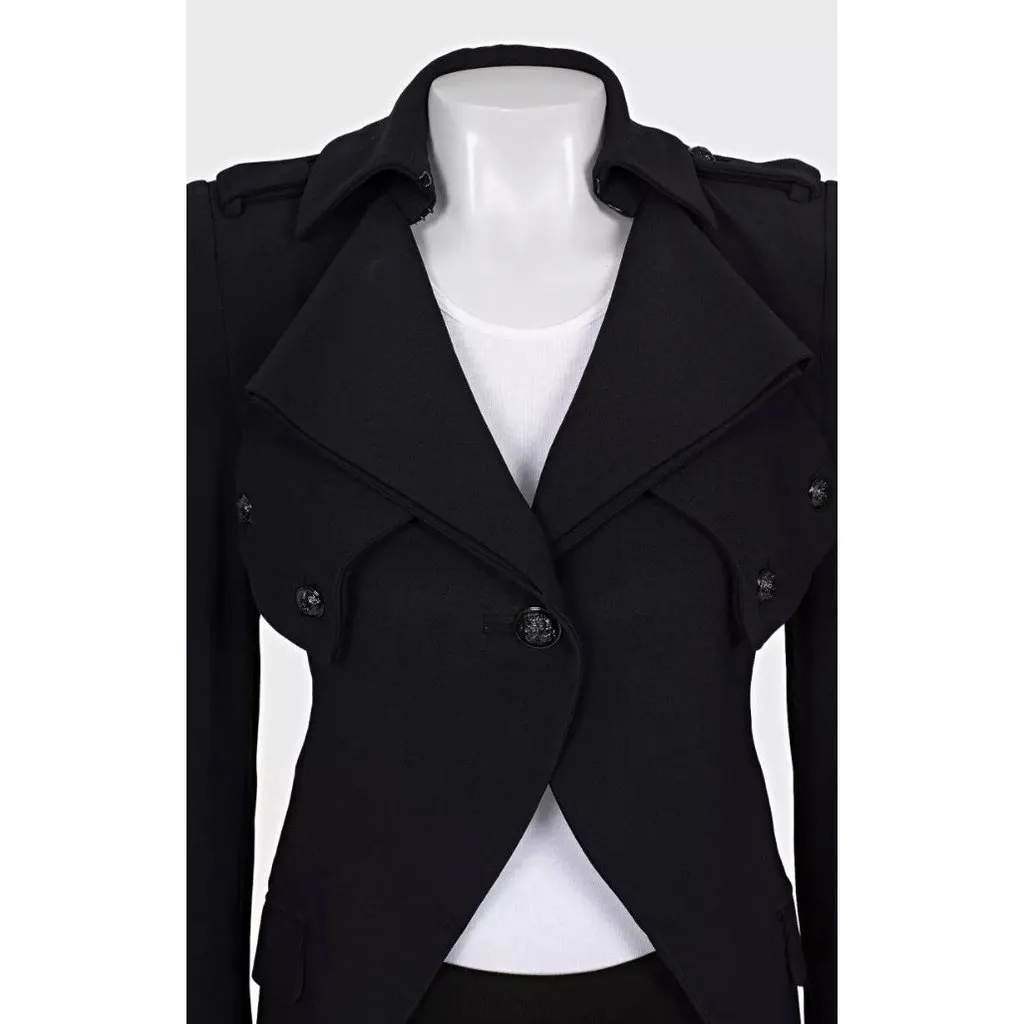Alexander McQueen Black Tailored Jacket Voluminous Shoulders Pre-owned Black Silk Good - Model View