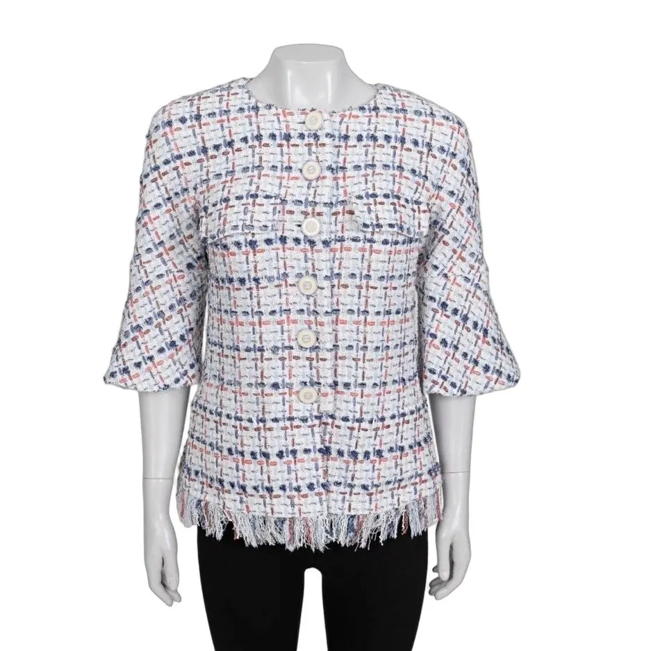 Chanel Spring 2018 Fringe Jacket Blazer - French 40 / L Pre-owned MultiColor Silk Good - Front View