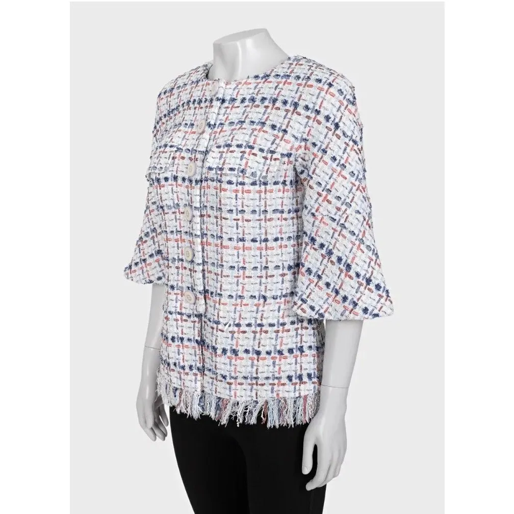 Chanel Spring 2018 Fringe Jacket Blazer - French 40 / L Pre-owned MultiColor Silk Good - Back View