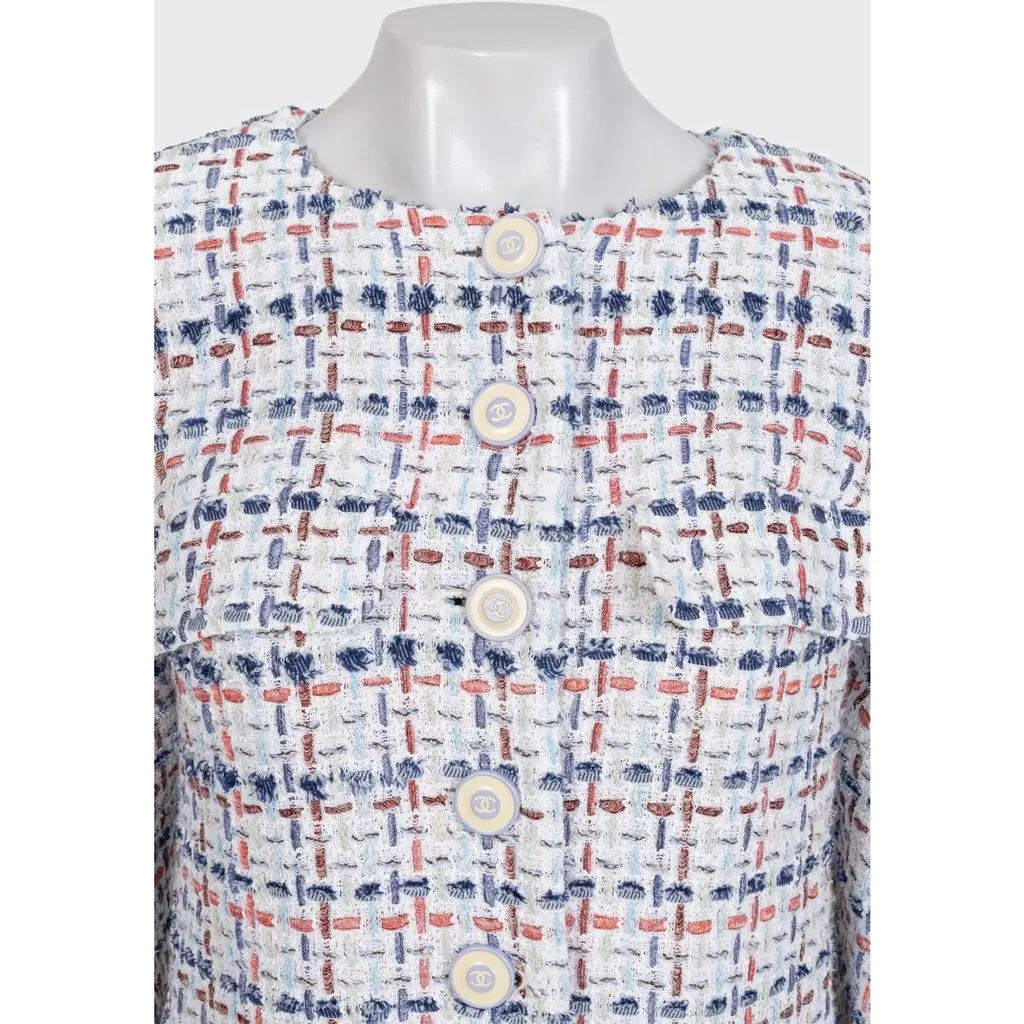 Chanel Spring 2018 Fringe Jacket Blazer - French 40 / L Pre-owned MultiColor Silk Good - Model View