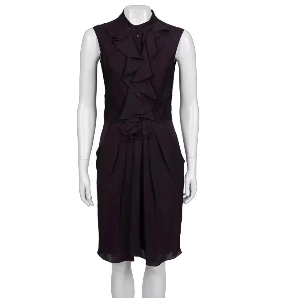 Celine Purple Silk Dress Sz.38 Pre-owned Purple Silk Good - Front View