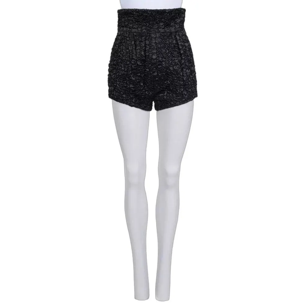 Saint Laurent Black Silk Blend High-Waisted Shorts FR 36 (S) Pre-owned Black Silk Good - Front View