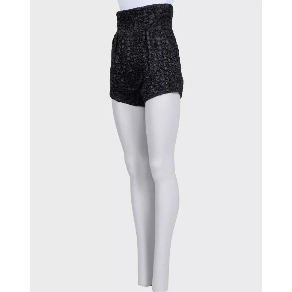 Saint Laurent Black Silk Blend High-Waisted Shorts FR 36 (S) Pre-owned Black Silk Good - Back View
