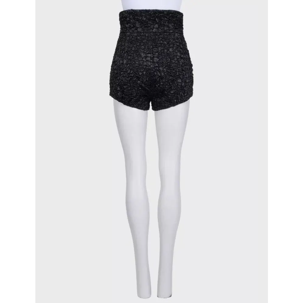 Saint Laurent Black Silk Blend High-Waisted Shorts FR 36 (S) Pre-owned Black Silk Good - Inside View