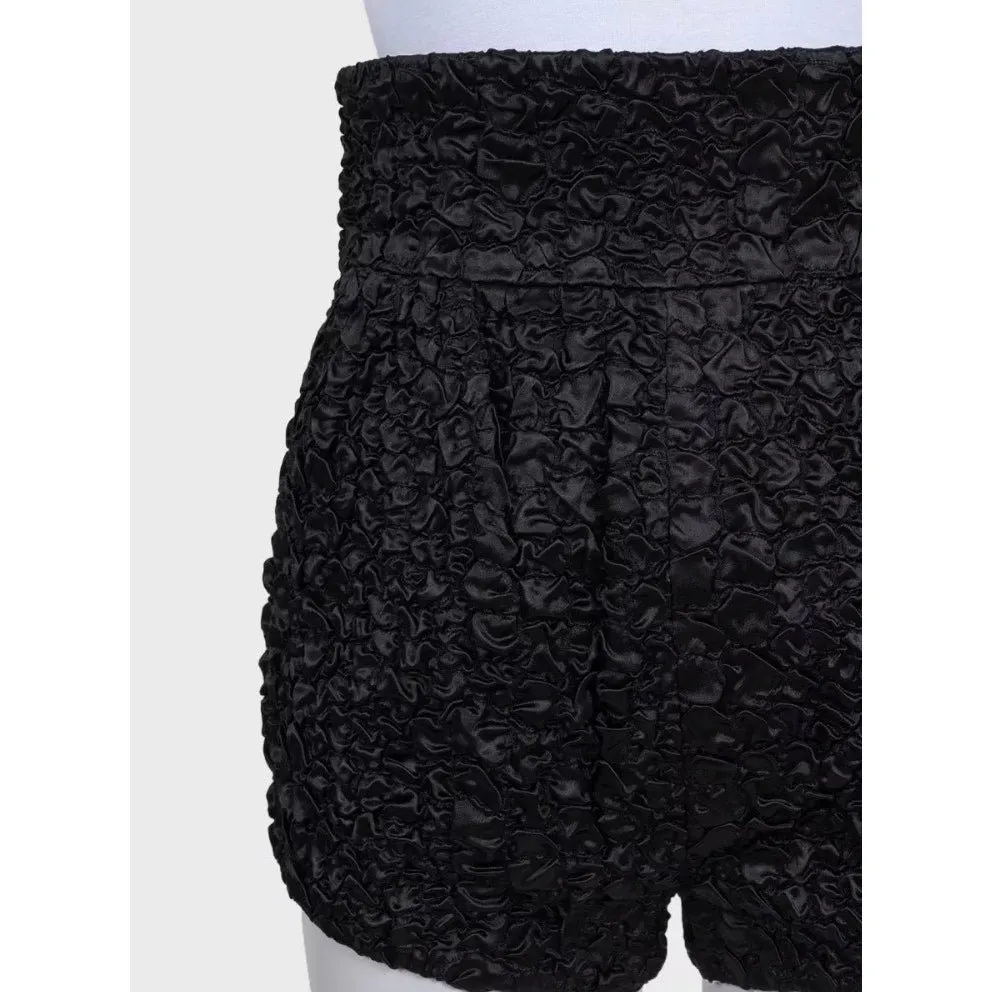Saint Laurent Black Silk Blend High-Waisted Shorts FR 36 (S) Pre-owned Black Silk Good - Model View