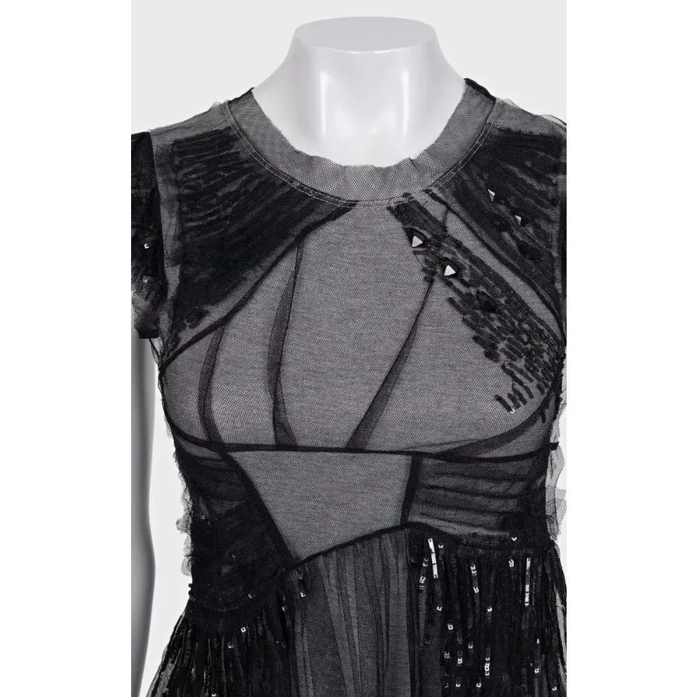Valentino Gray Sequin Fitted Tank Top - UK 6 XS Pre-owned Grey Good - Model View