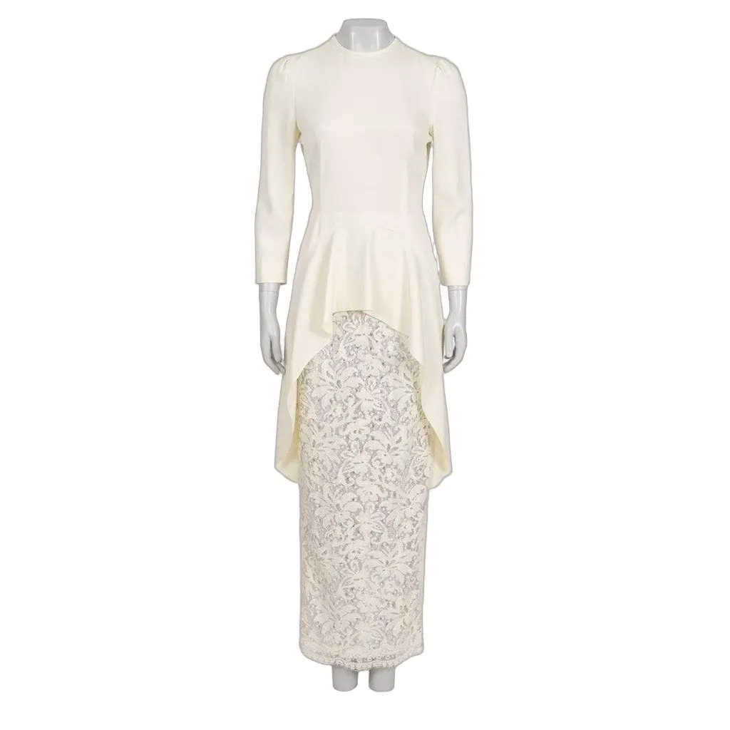 Alessandra Rich White Dress with Elegant Lace Hem Sz.42 Pre-owned White Lace Good - Front View