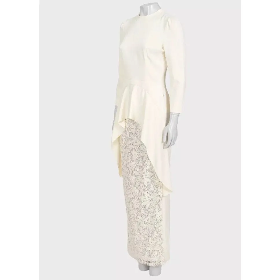 Alessandra Rich White Dress with Elegant Lace Hem Sz.42 Pre-owned White Lace Good - Back View