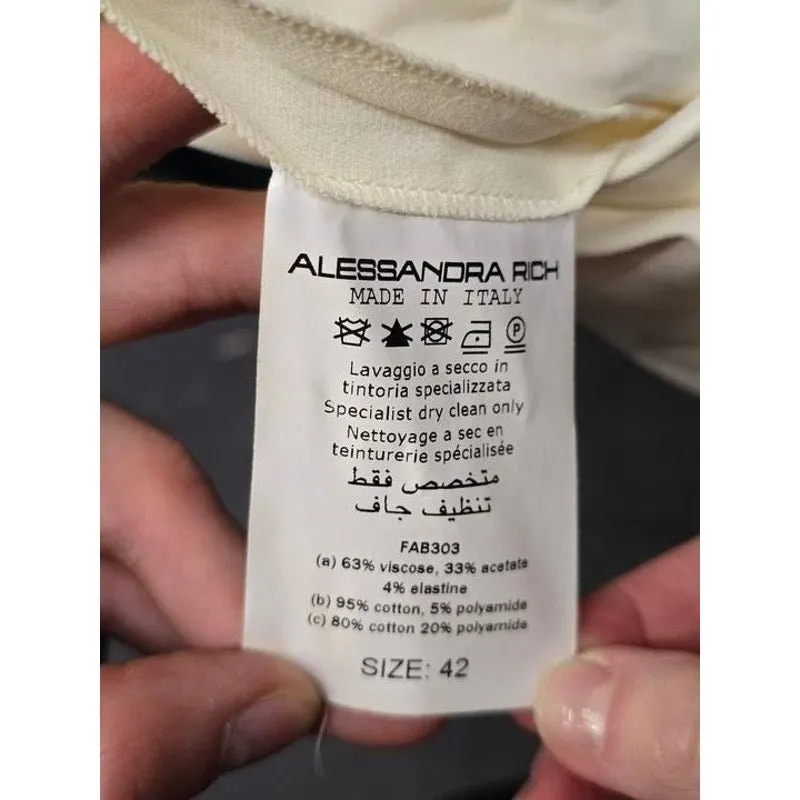 Alessandra Rich White Dress with Elegant Lace Hem Sz.42 Pre-owned White Lace Good - Box View