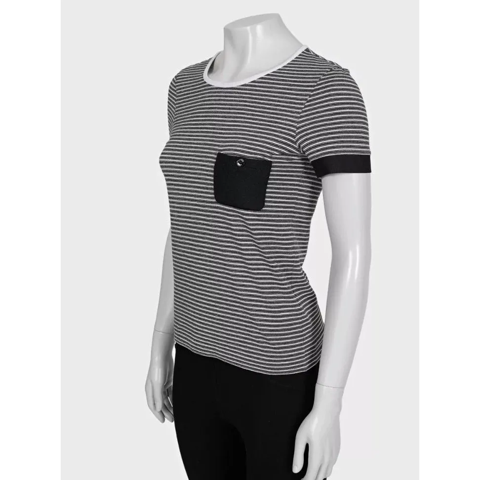 Chanel 2015 Black White Striped Fitted T-Shirt FR 34 XS Pre-owned Black Good - Back View