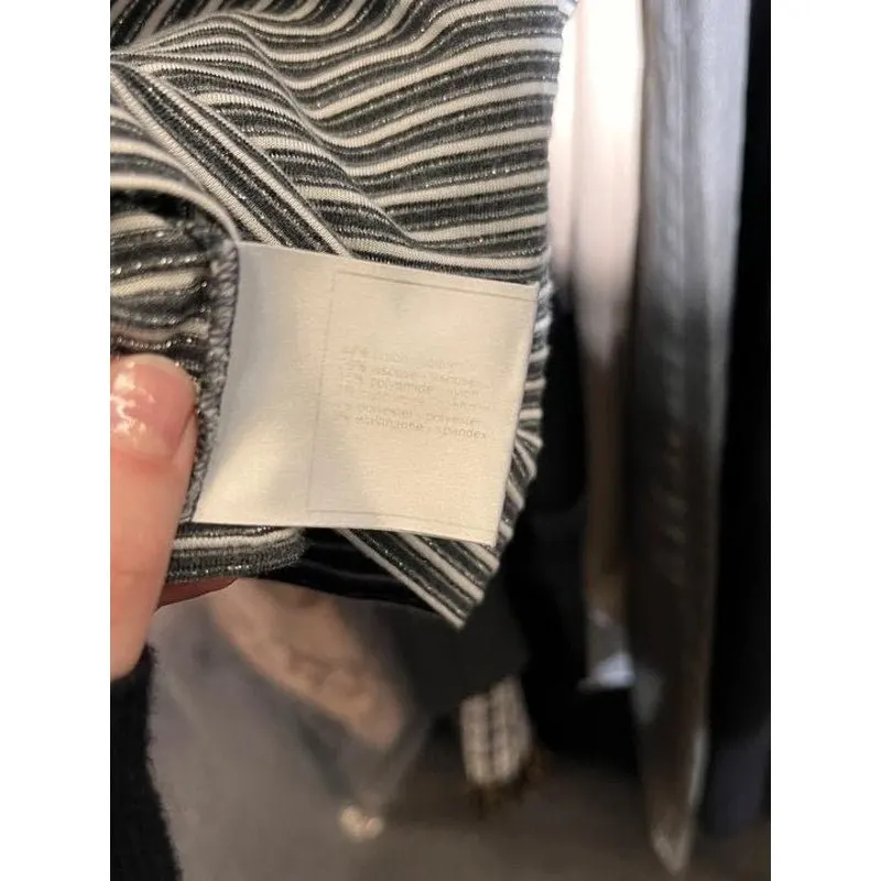 Chanel 2015 Black White Striped Fitted T-Shirt FR 34 XS Pre-owned Black Good - Box View