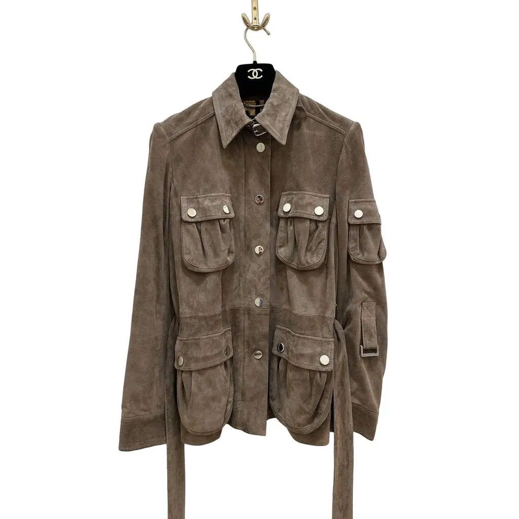Dolce & Gabbana Goatskin Leather Safari Jacket - IT 40 Pre-owned Brown Leather Good - Front View
