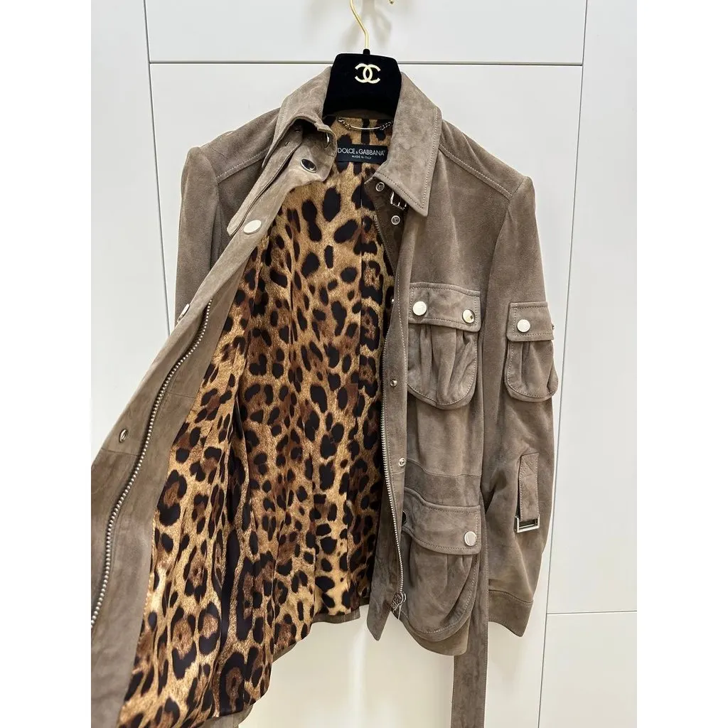 Dolce & Gabbana Goatskin Leather Safari Jacket - IT 40 Pre-owned Brown Leather Good - Back View