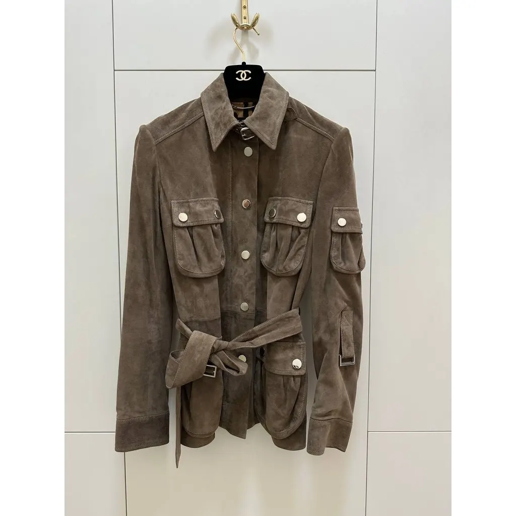 Dolce & Gabbana Goatskin Leather Safari Jacket - IT 40 Pre-owned Brown Leather Good - Model View