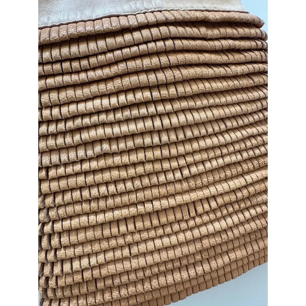 Fendi Beige Leather Jacket Woven Sleeves IT 42 Pre-owned Beige Leather Good - Inside View