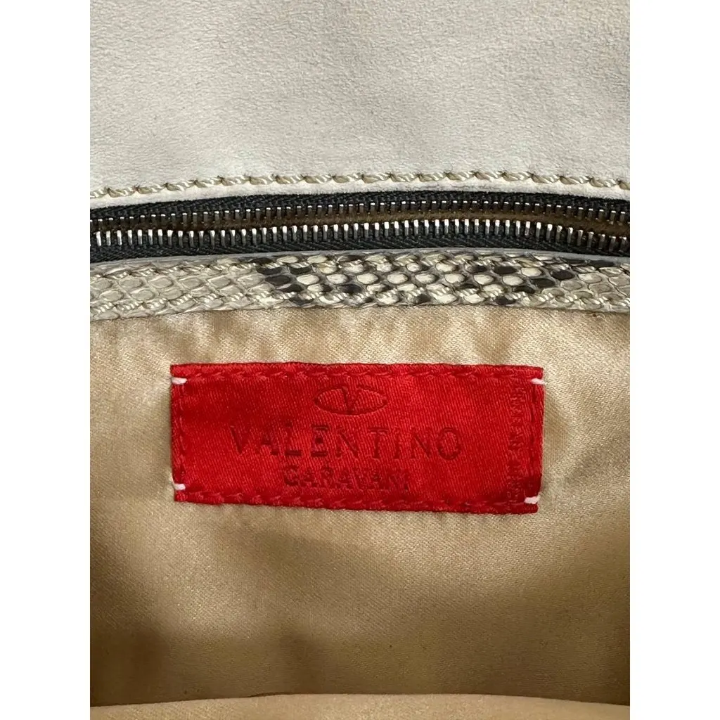 Valentino Vintage Valentino Garavani Python Shoulder Bag Pre-owned White Satin Good - Model View