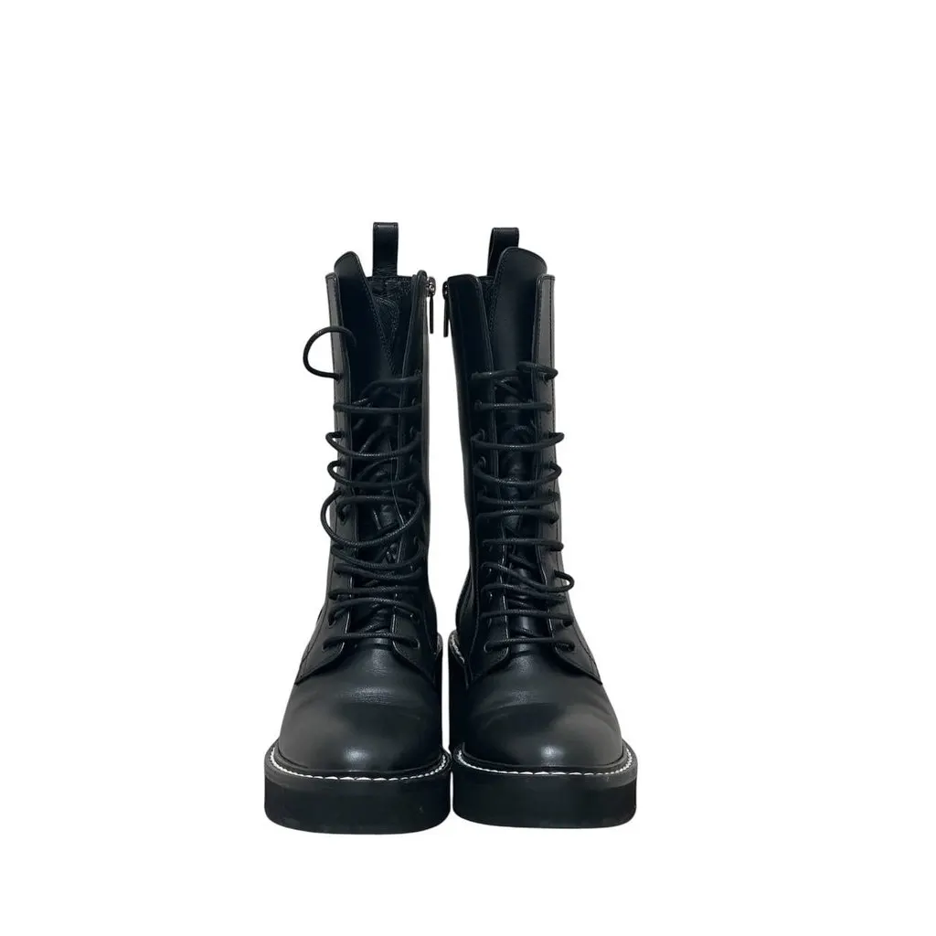 Khaite Black Leather Combat Boots Sz.38.5 Pre-owned Black Leather Good - Back View