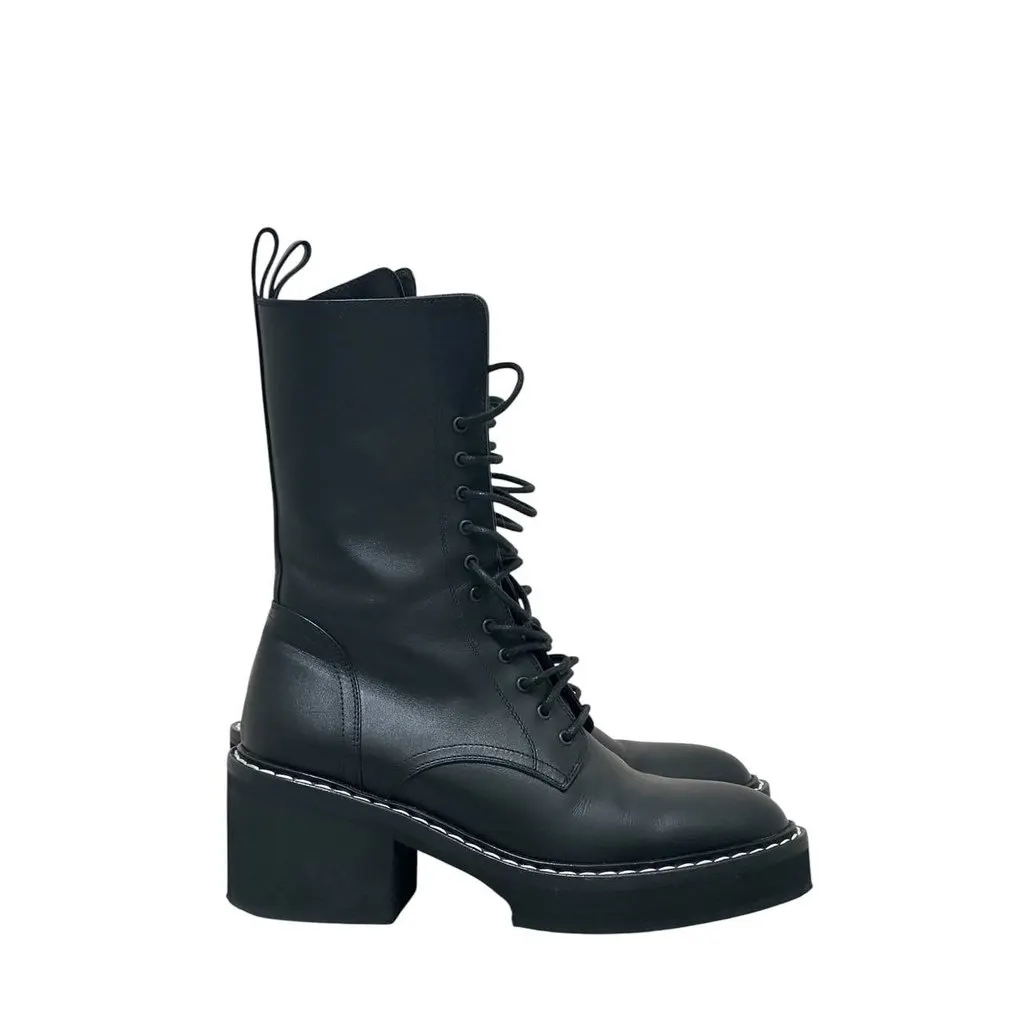 Khaite Black Leather Combat Boots Sz.38.5 Pre-owned Black Leather Good - Inside View