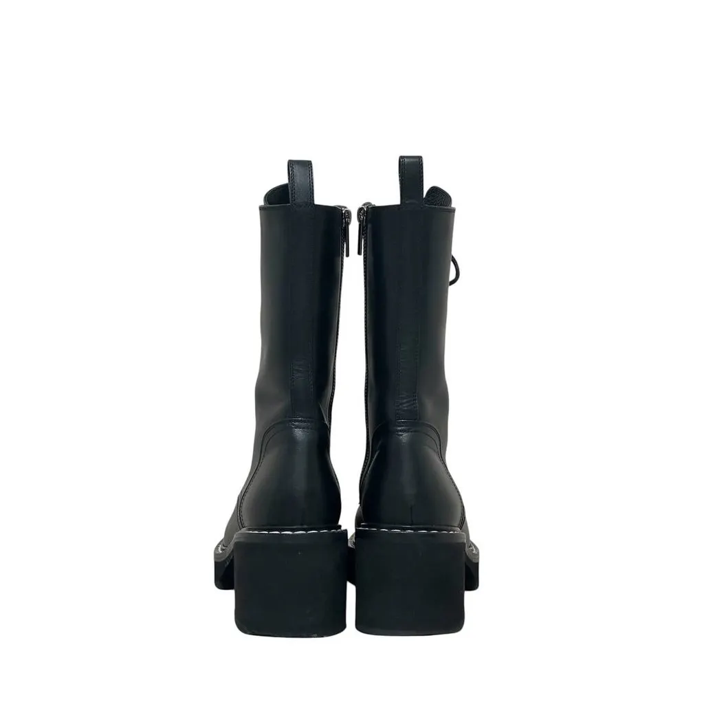 Khaite Black Leather Combat Boots Sz.38.5 Pre-owned Black Leather Good - Model View