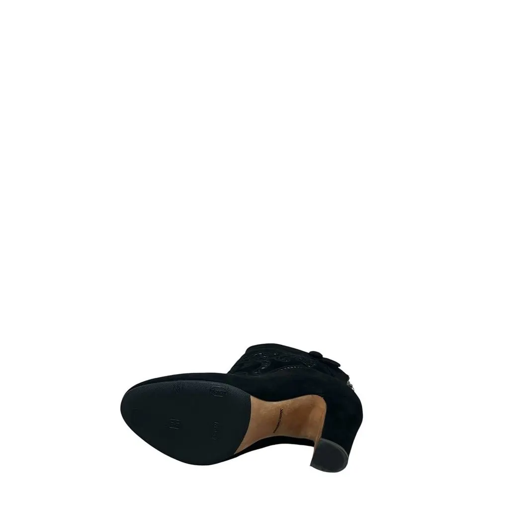 Gucci Black Suede Embroidered Ankle Boots EU 37 Pre-owned Black Suede Good - Back View
