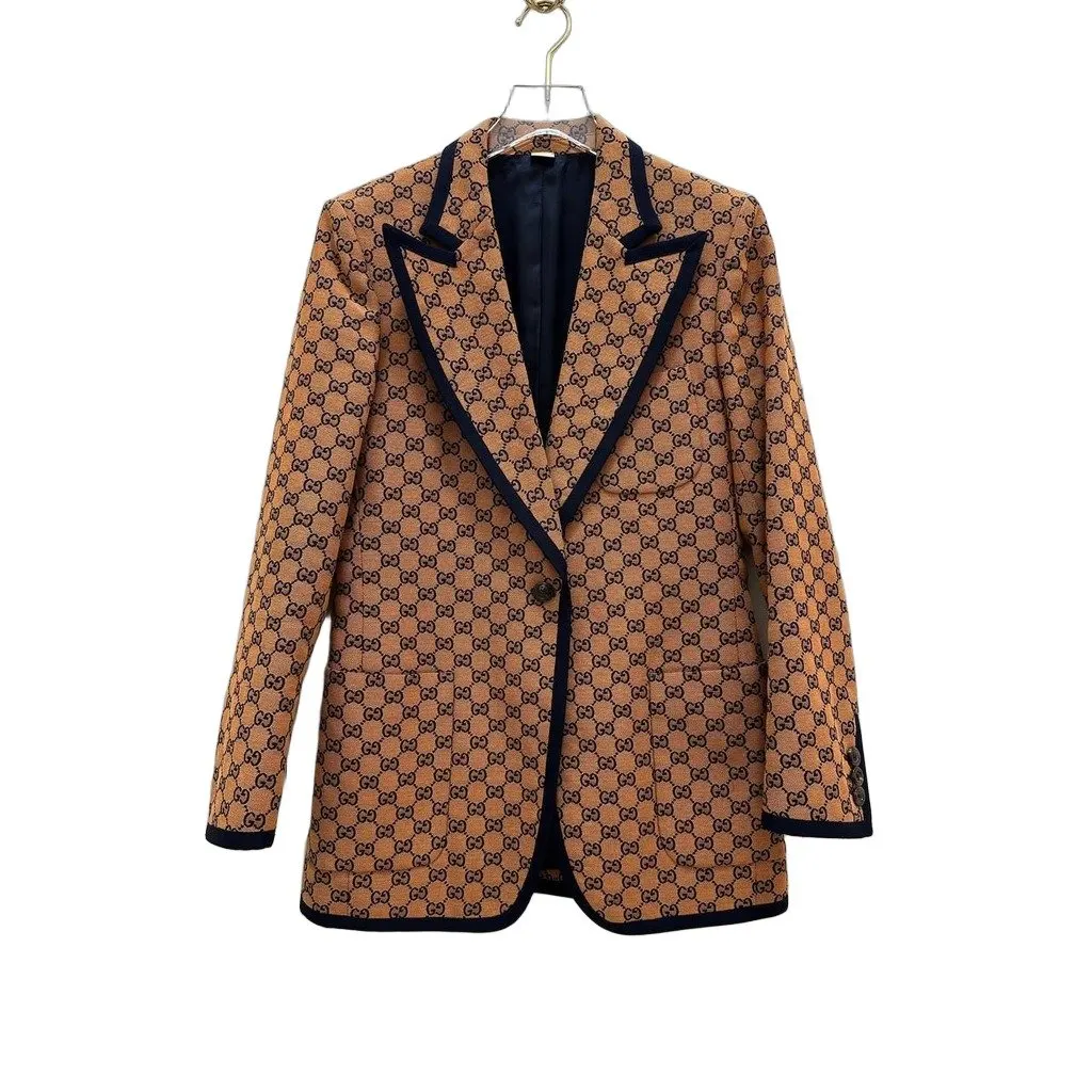 Gucci GG Monogram Canvas Blazer Sz.42 Pre-owned Black Canvas Good - Front View