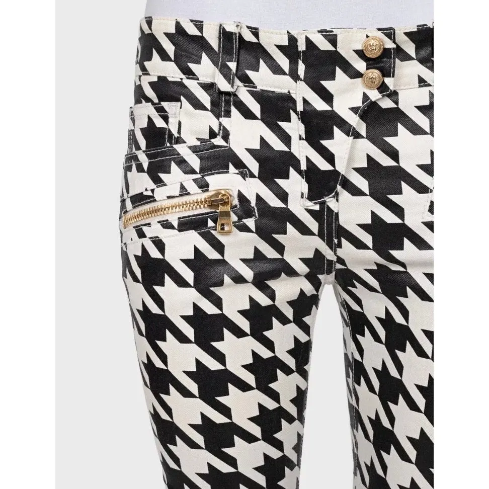 Balmain Houndstooth Tapered Pants - FR 38/M Pre-owned Red Cotton Good - Model View