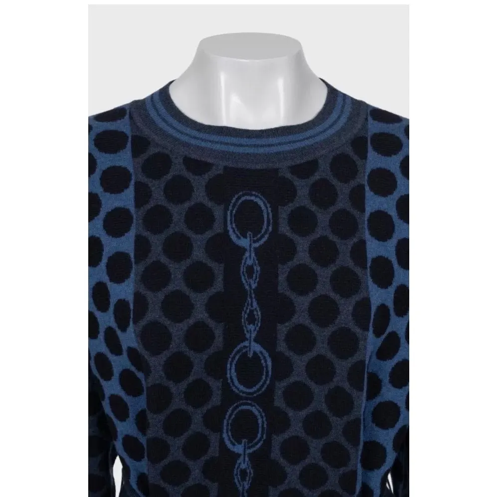Hermès NWOT Hermès Navy Blue Wool Polka Dot Oversized Dress EU 34 XS pre-owned Navy Wool Never worn - Back View
