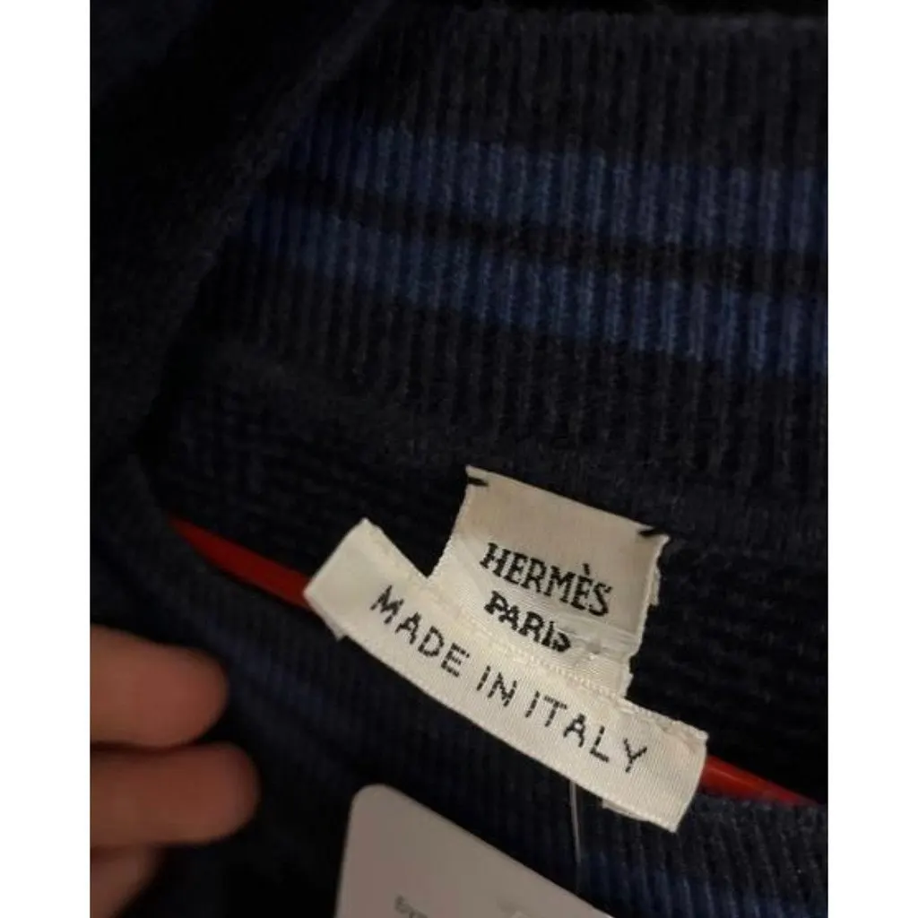 Hermès NWOT Hermès Navy Blue Wool Polka Dot Oversized Dress EU 34 XS pre-owned Navy Wool Never worn - Box View
